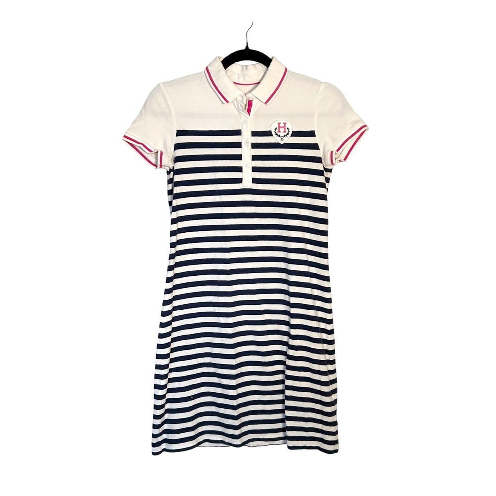 Women's XS‎ white striped mini tennis golf polo dress preppy collegiate Crest